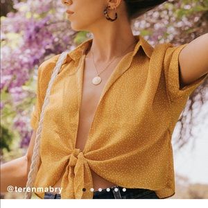 NWT Urban Outfitters Polka Dot Tie Front Top